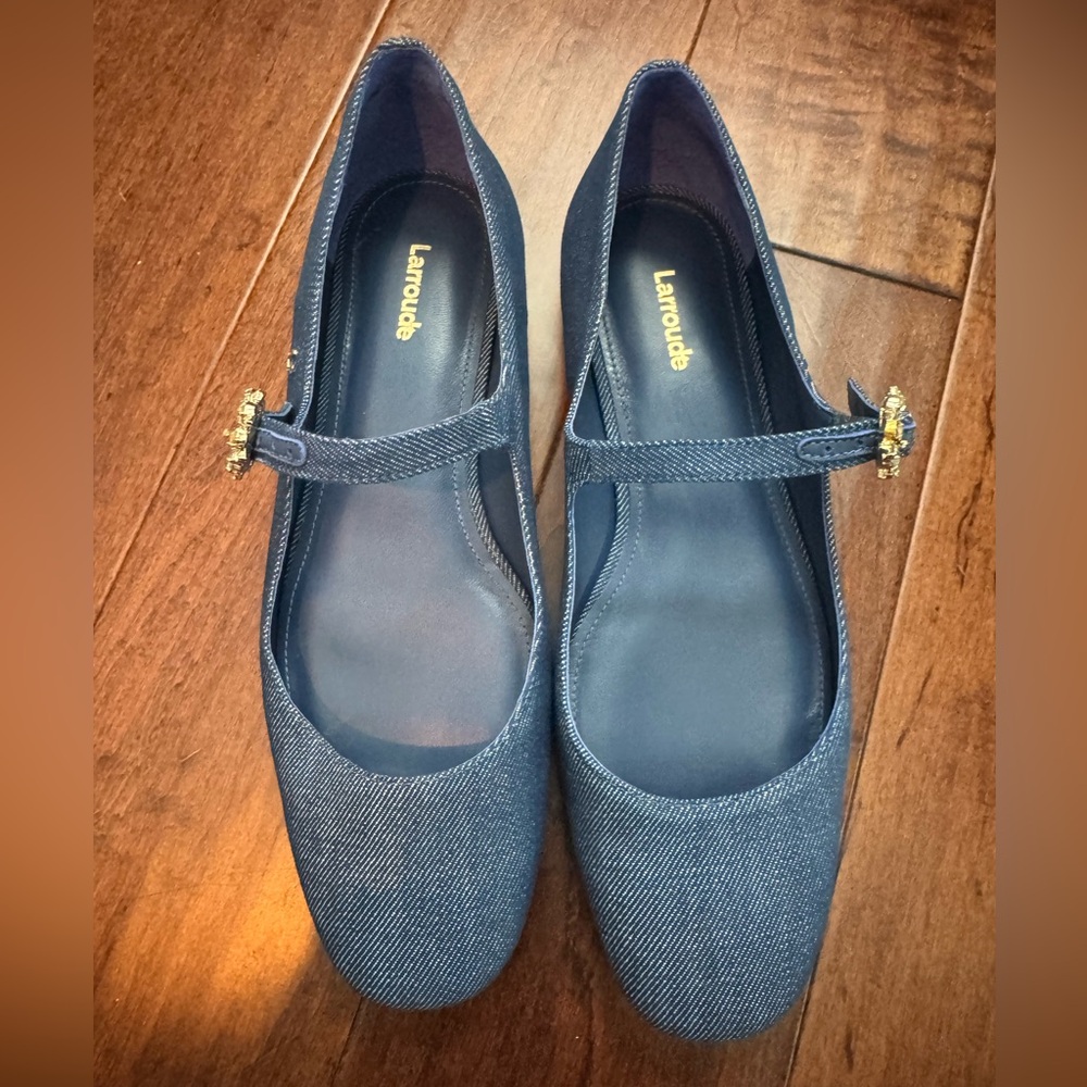Larroude Blue Denim Mary Jane Loafers. Size 9. Like new